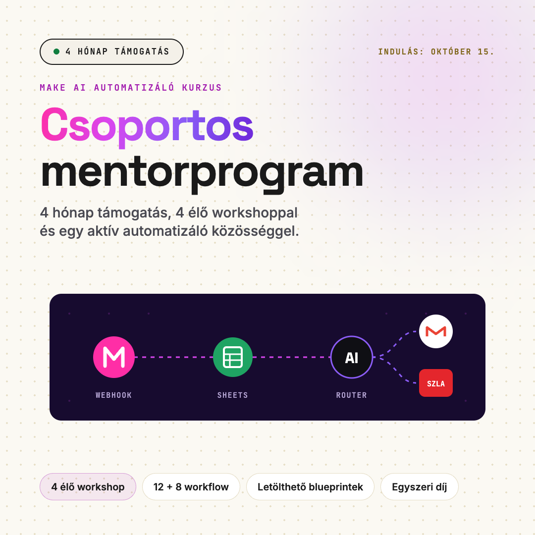 Make AI automatizáló specialista kurzus - Csoportos mentorprogram