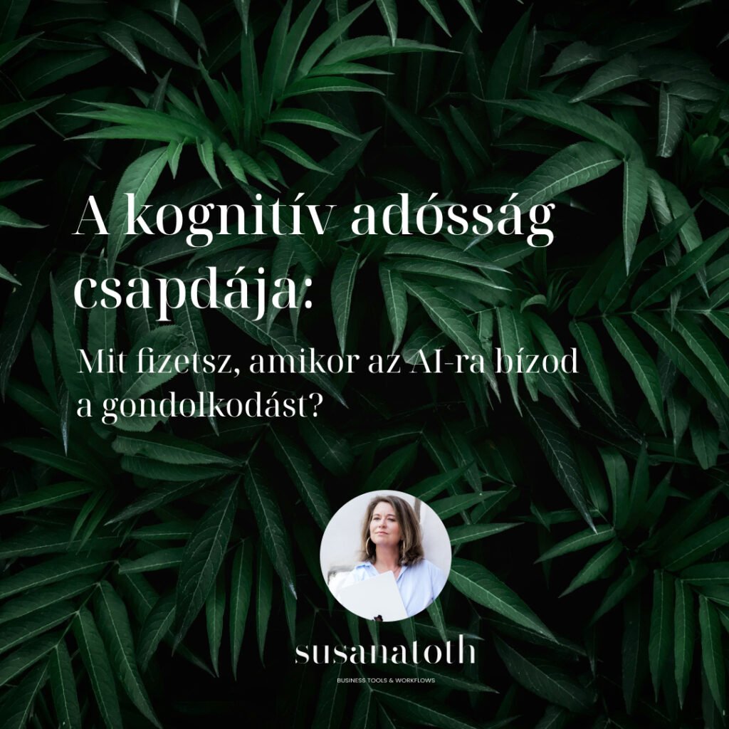 A kognitív adósság csapdája: Mit fizetsz, amikor az AI-ra bízod a gondolkodást? 7 Mit fizetsz, amikor az AI-ra bízod a gondolkodást? Az MIT kutatása szerint 55%-kal csökken az agyi aktivitásod. Tudj meg többet a kognitív adósságról és 8 módszert az egyensúlyhoz.