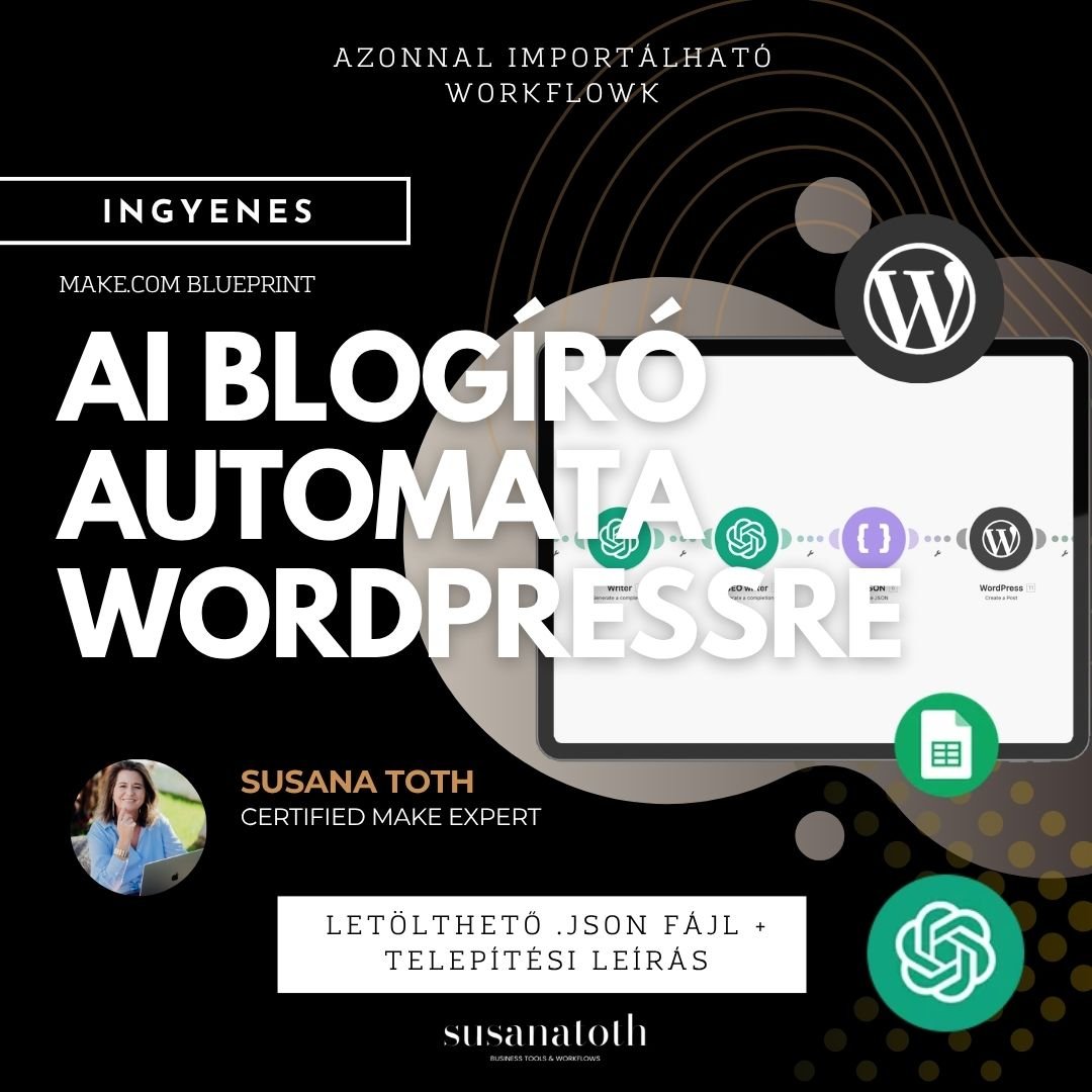 INGYENES letölthető Make.com Blueprint: AI automatikus blogíró WordPress-re