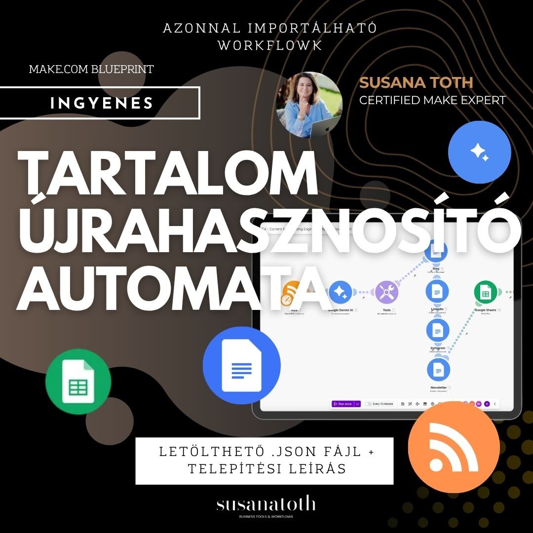 INGYENES letölthető Make.com Blueprint: Tartalom újrafelhasználó automata