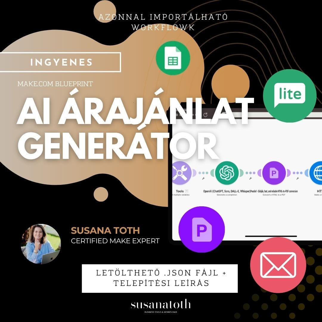 INGYENES letölthető Make.com Blueprint: AI Árajánlat Generátor