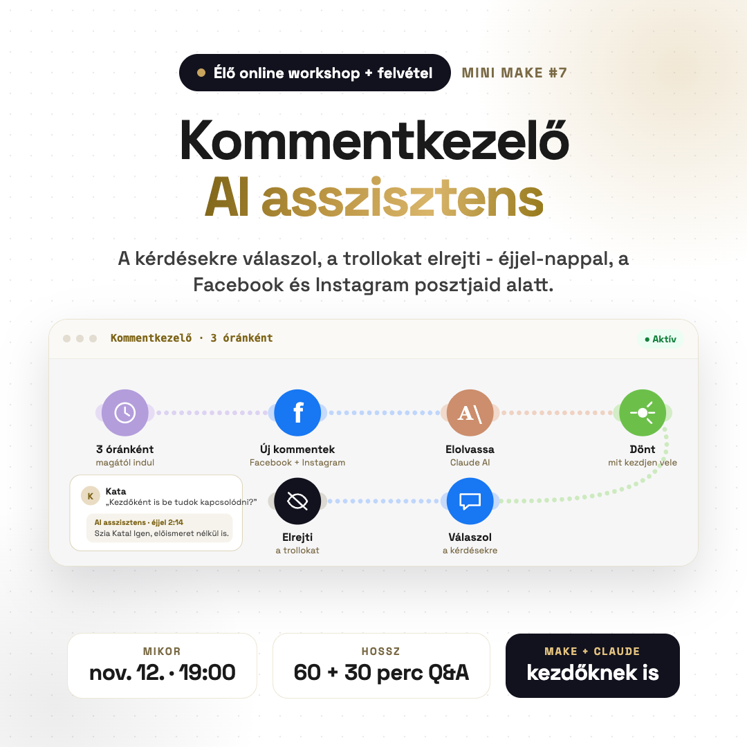 Mini Make #7: Facebook & Instagram kommentkezelő AI asszisztens