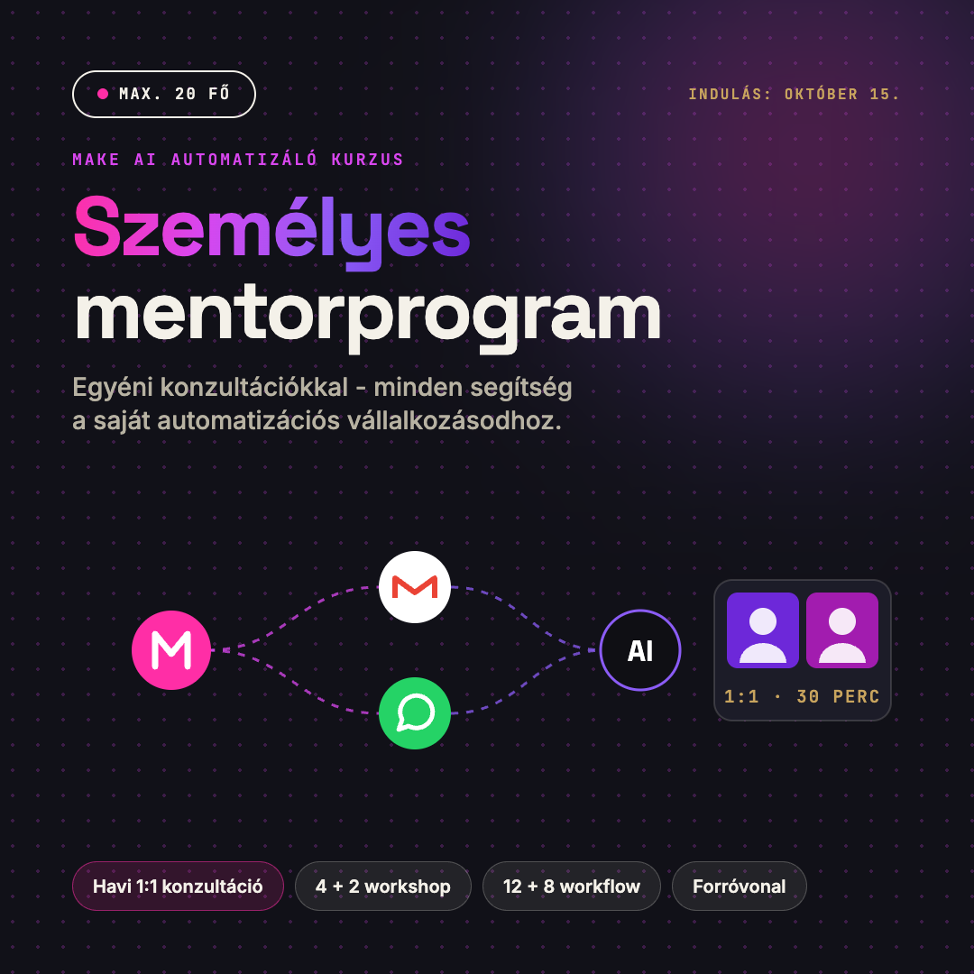 Make AI automatizáló specialista kurzus - Személyes mentorprogram